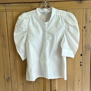 BB Dakota, white cotton puff sleeve blouse, size M